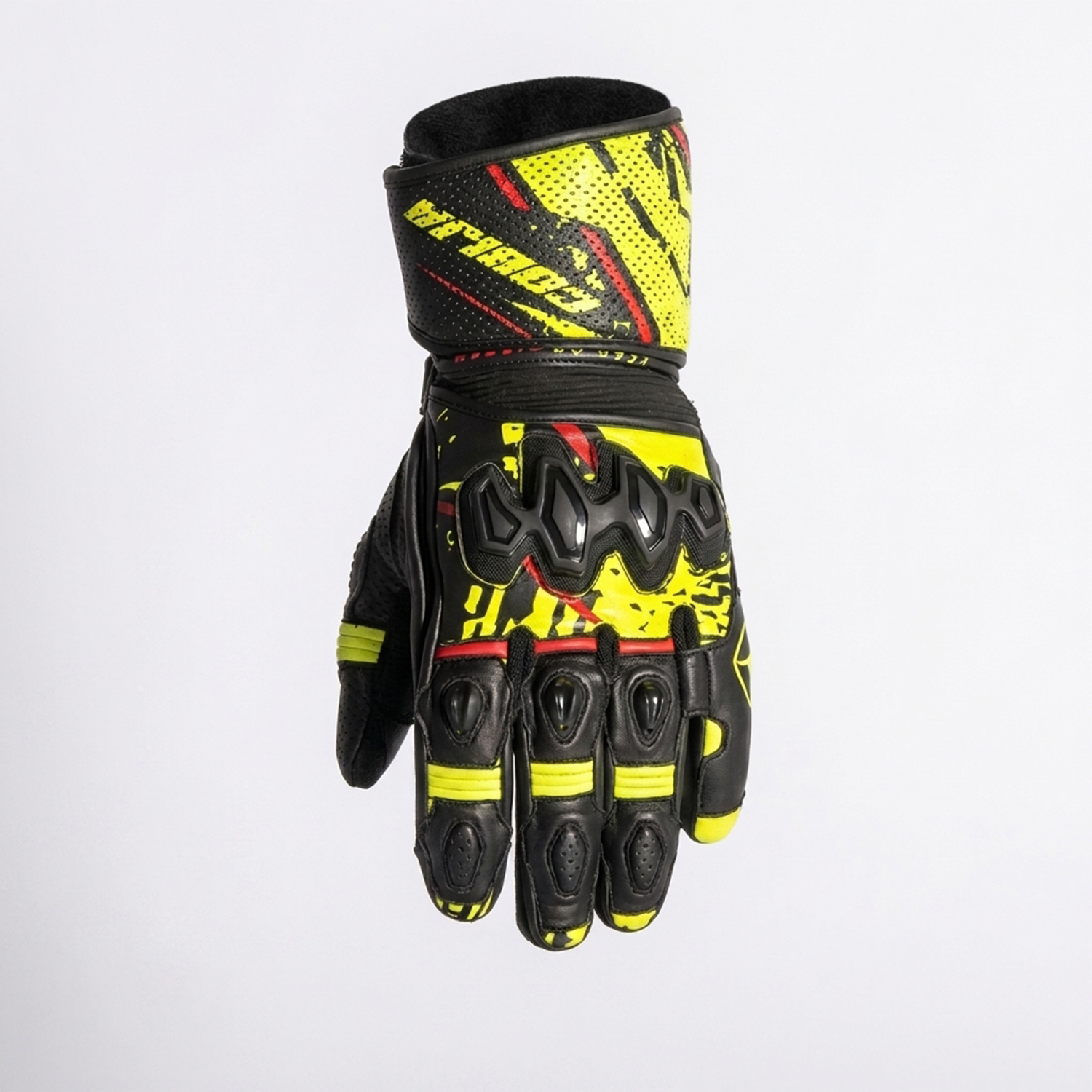 Cobija S2 High-Viz Neon Full-Gauntlet Racing Gloves image 1