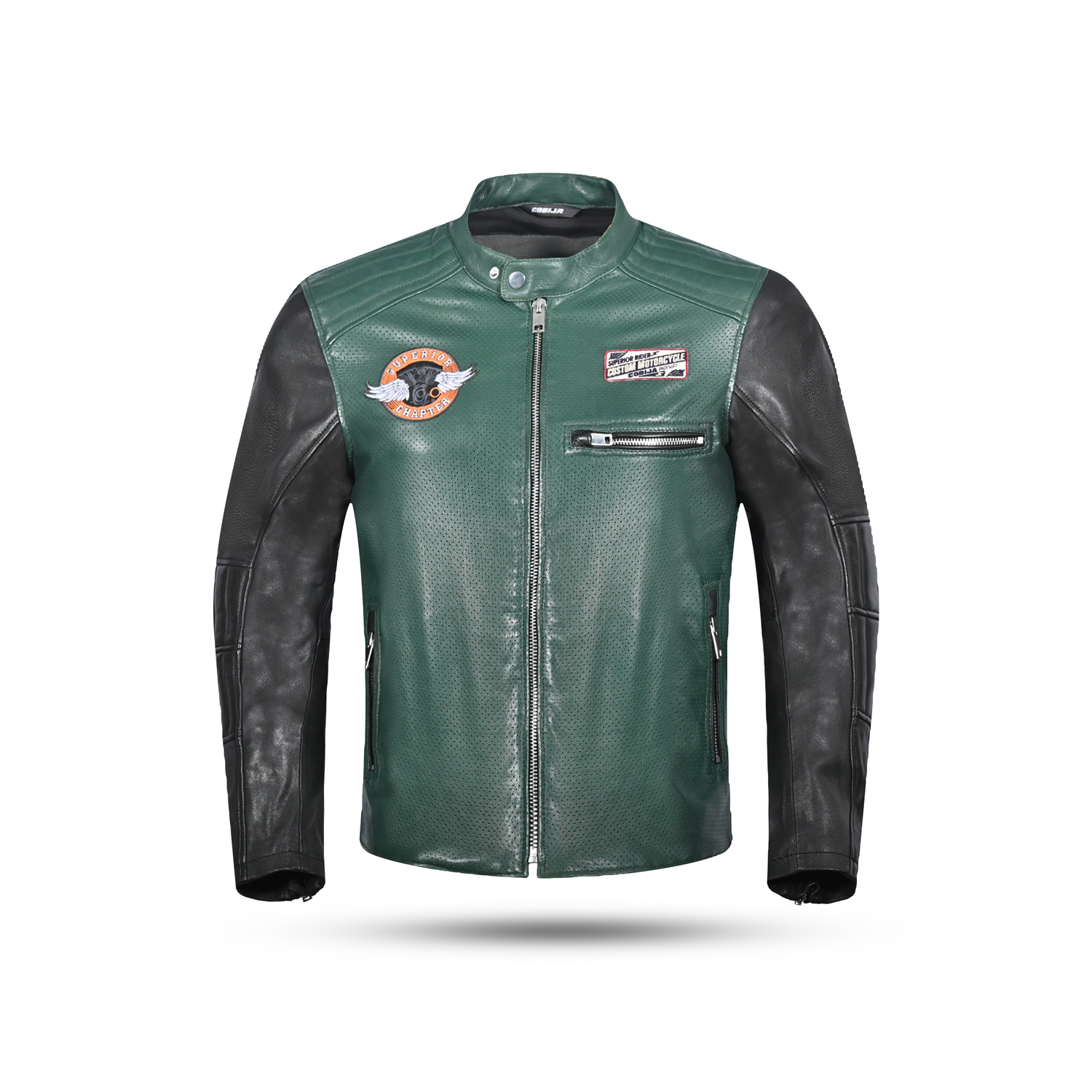 COBIJA Maverick Custom Leather Jacket – Forest Green & Black image 1