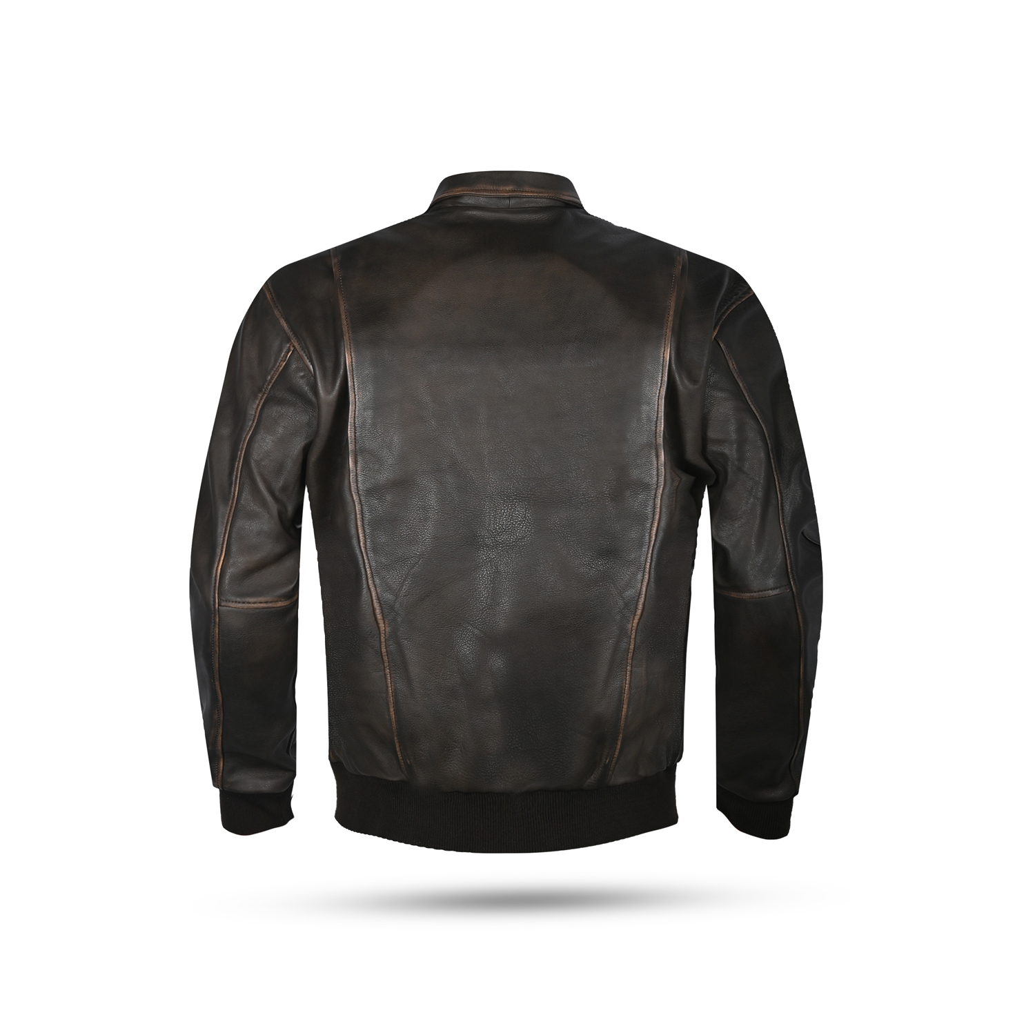 Vintage Distressed Leather Bomber Jacket – Dark Antique Brown image 2